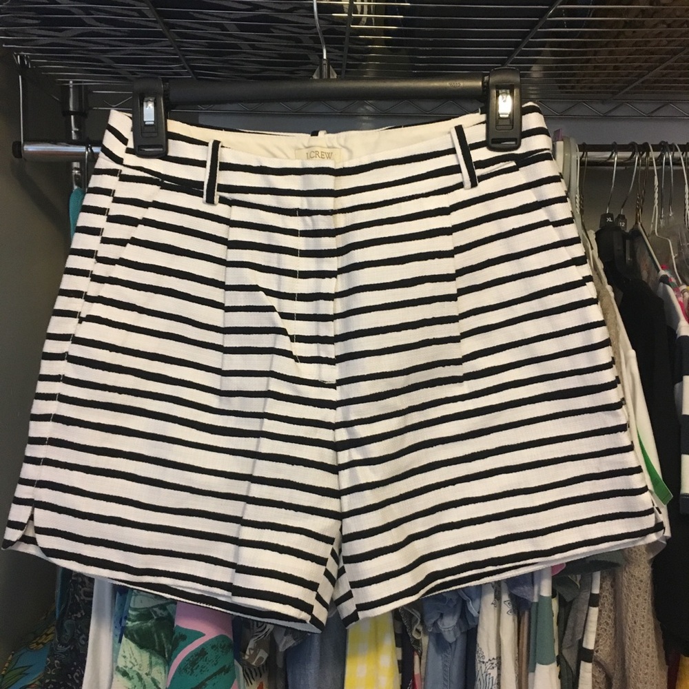 J.Crew Black + White Striped Shorts